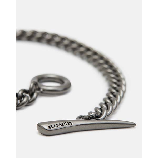 Allsaints Australia Mens Sabik Hematite Sterling Silver Bracelet Dark Silver AU65-417